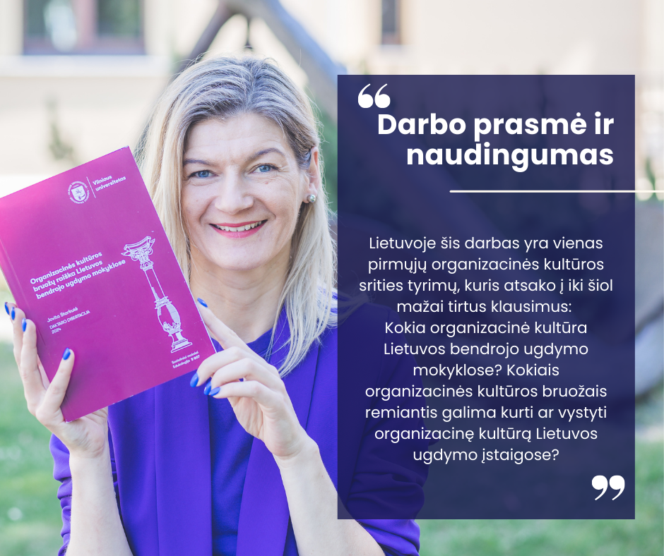 Disertacijos "Organizacinės kultūros bruožų raiška Lietuvos bendrojo ugdymo įstaigose" tyrimo rezultatai